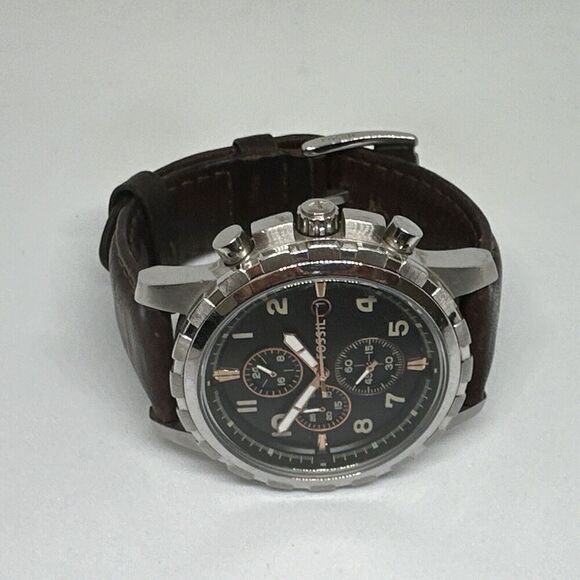 Fossil Dean FS4828 Men Brown Leather Analog Black Dial Chronograph Watch HME362 - Picture 7 of 11